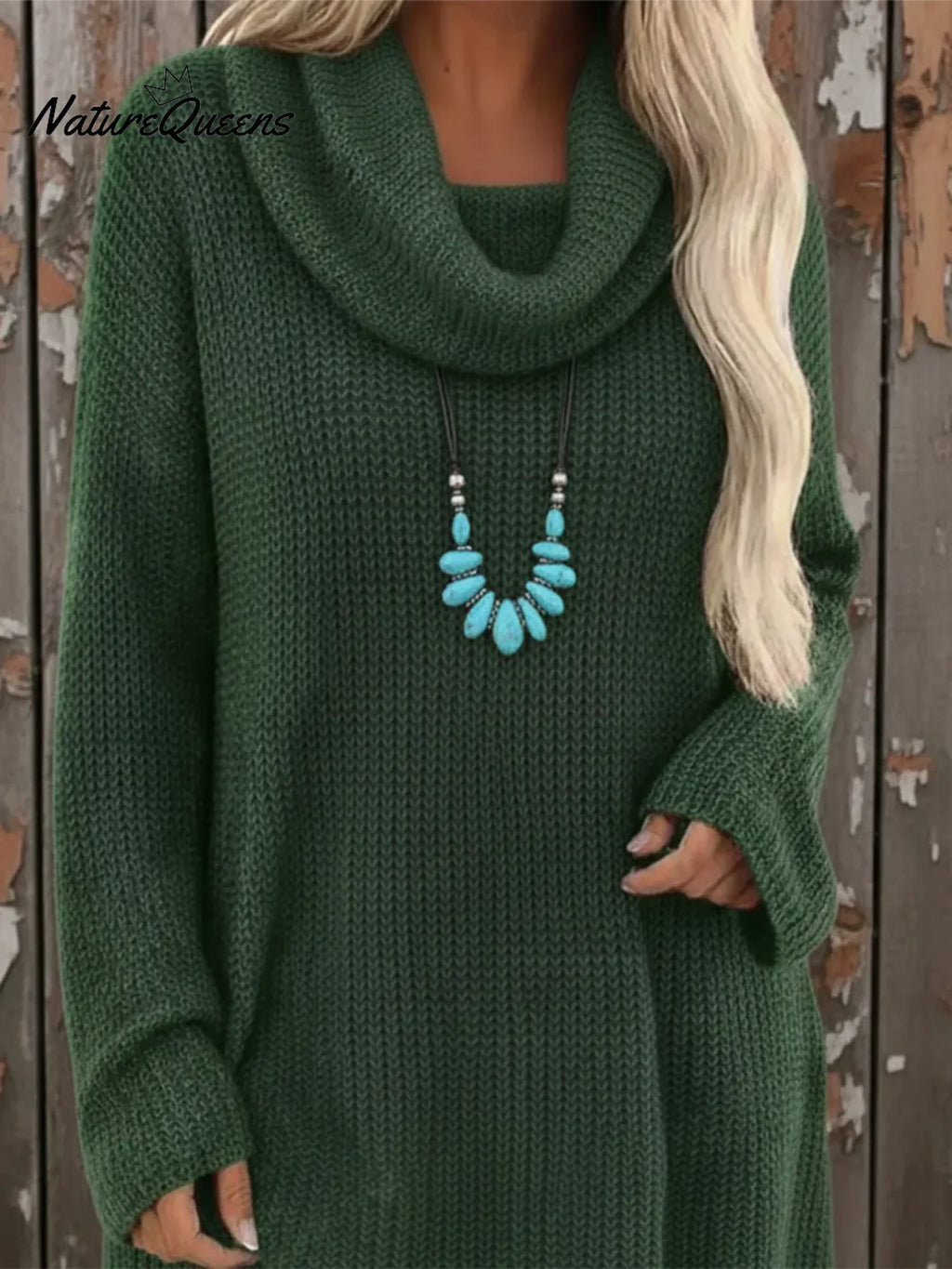 Cozy Cowl Neck Loose A-line Knit Dress